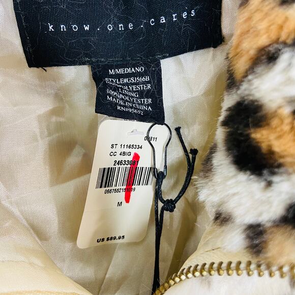 VSP KNOW ONE CARES Leopard Faux Fur Bomber Jacket - Picture 5 of 7